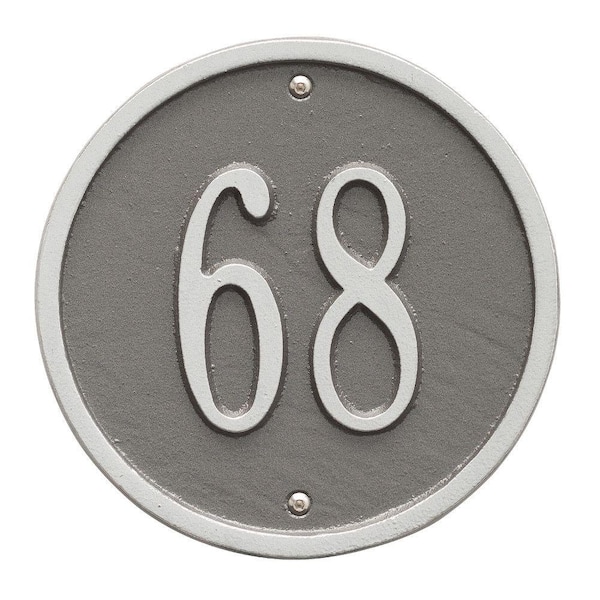 Whitehall Products Round Petite Pewter/Silver Wall 1-Line Address Plaque
