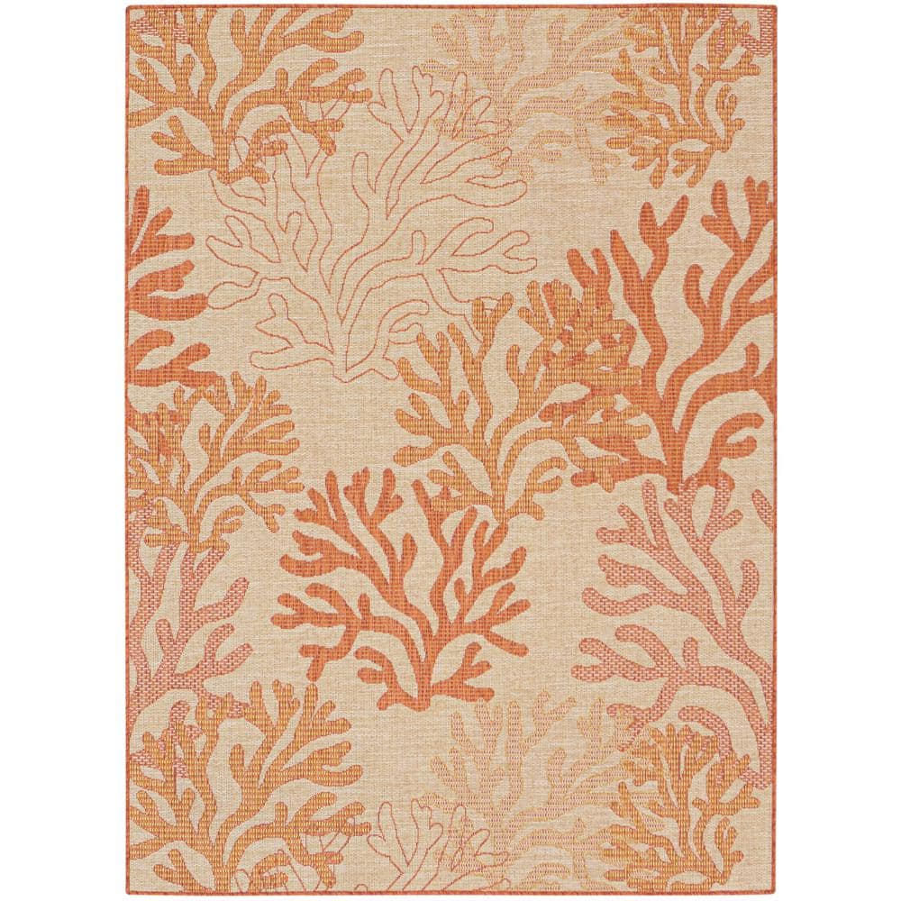 Nourison Garden Oasis Coral 6 ft. x 9 ft. Nature-inspired Contemporary Area Rug