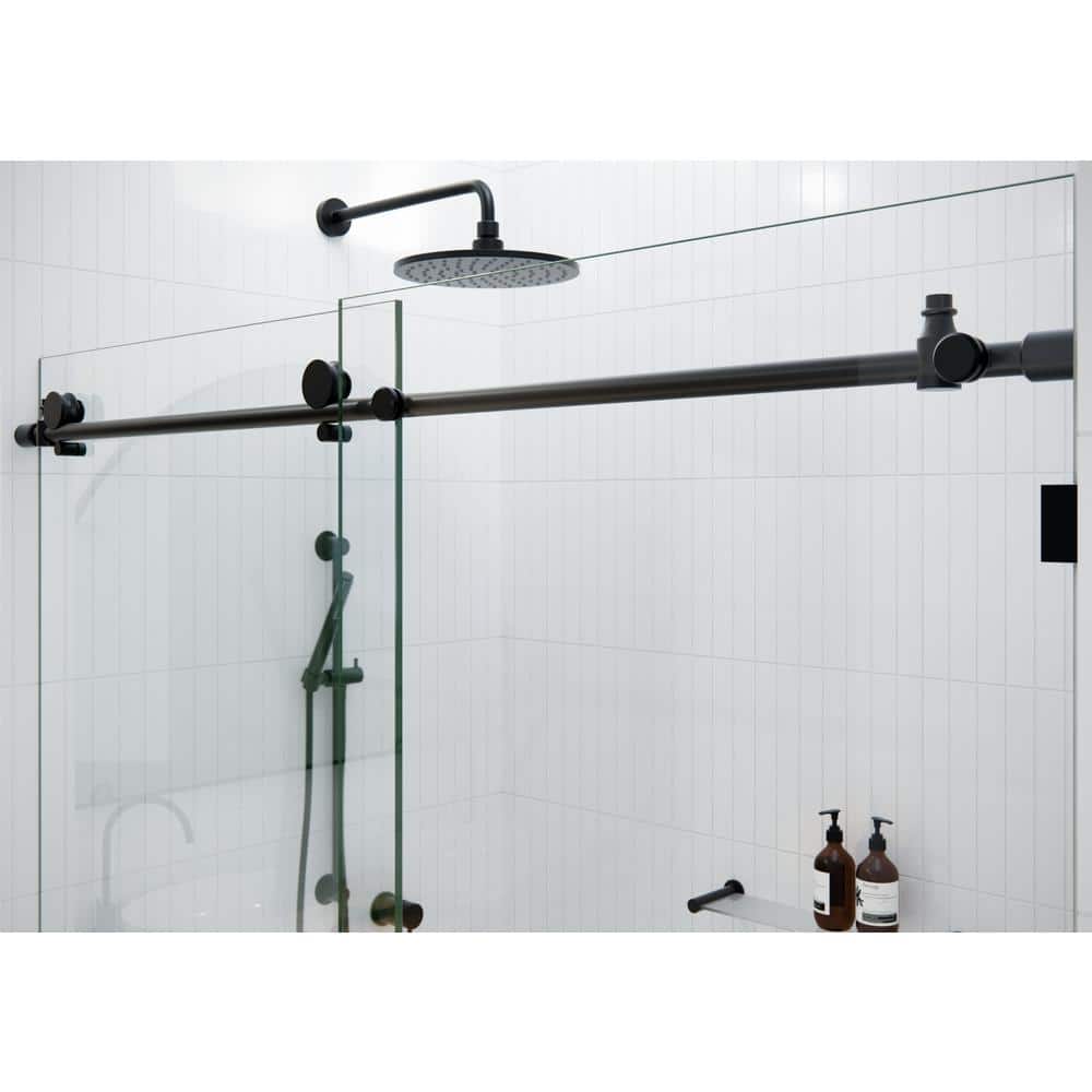 Eclipse 60" Frameless Sliding Bathtub Door in Matte Black