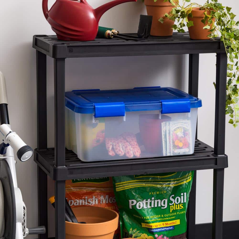 Small Blue and Clear Plastic Stackable Storage Box with Latches