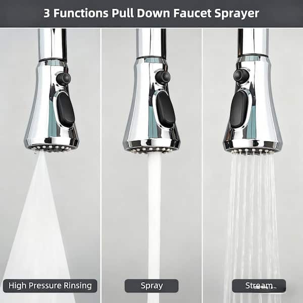 Kitchen Pull Down Faucet Spray Head Replacement with 15 Adapters in Chrome