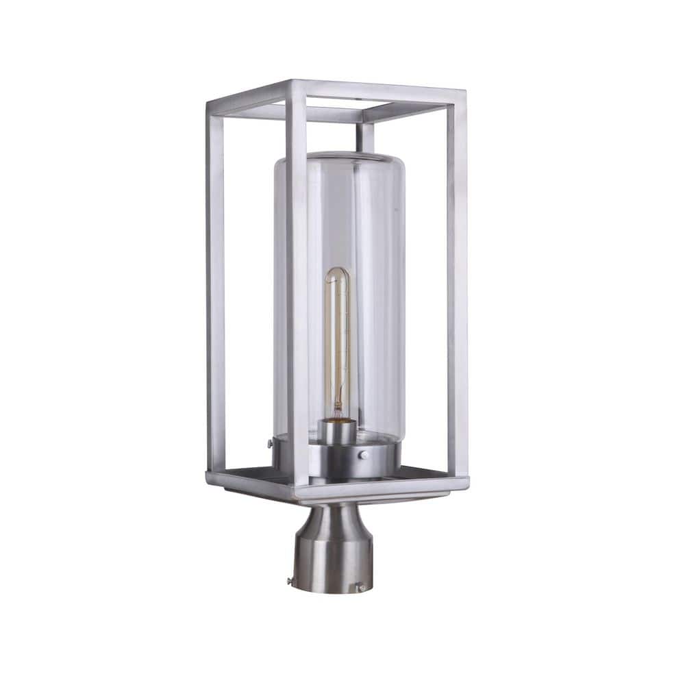 Neo 1 Light Brushed Nickel Aluminum Hardwired Outdoor Weather Resistant Post Light & Clear Glass with No Bulbs Included price history on PriceWatchPro