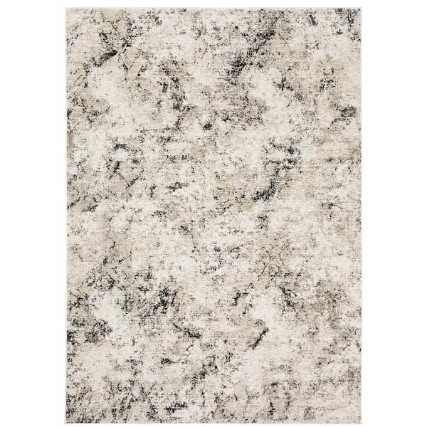 AVERLEY HOME Newcastle Ivory/Gray 7 ft. x 10 ft. Contemporary Abstract Polyester Indoor Area Rug