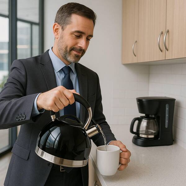 Creative Home Triumph 14-Cup Black Stainless Steel Stovetop Tea