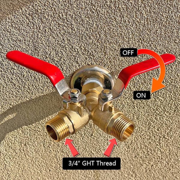 Garden Hose Splitter 2 Way Heavy Duty, Brass Water Hose Splitter With