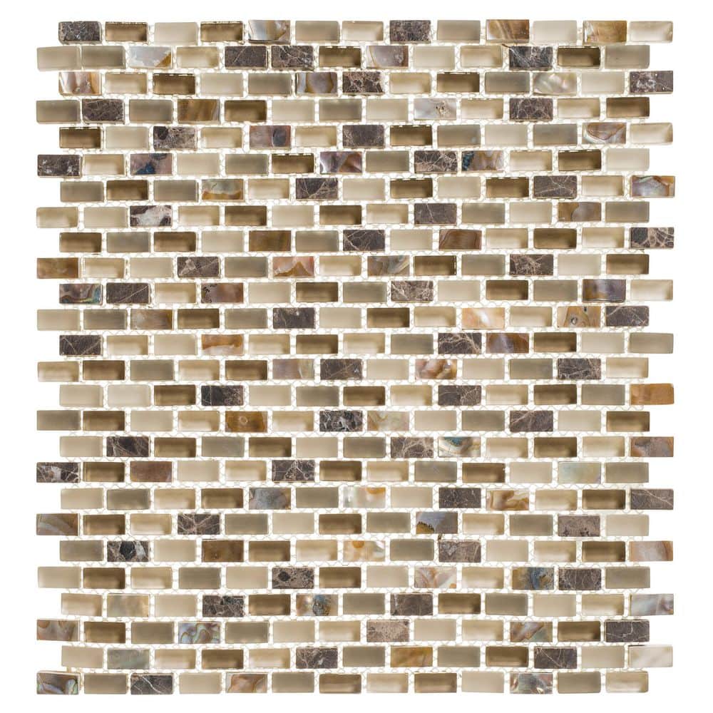 Tino Bristle Brown/Tan/Cream 11-1/4 in. x 12-1/4 in. Random Brick Marble an