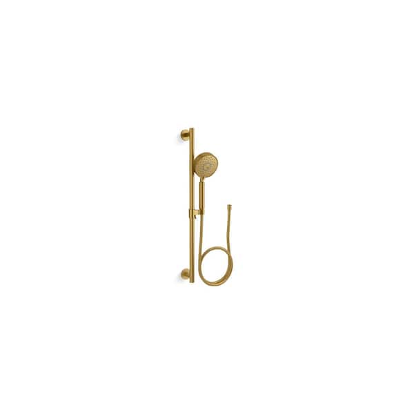 KOHLER Purist 3-Spray Patterns 1.75 GPM 5 in. Wall Mount Fixed Shower Head Handshower Kit in Vibrant Brushed Moderne Brass