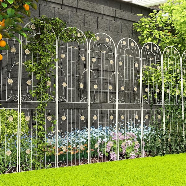 71 in. Metal Garden Trellis 4-Pack Wire Lattice Panel for Patio in White