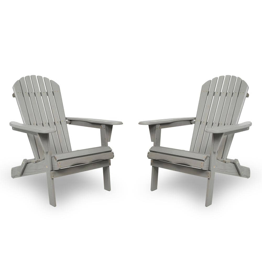 Set of 2 Solid Wood Outdoor Folding Adirondack Chair Gray price history on PriceWatchPro