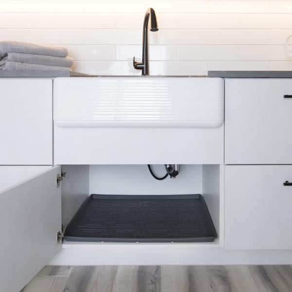 Xtreme Mats 22 in. x 19 in. Grey Bathroom Vanity Depth Under Sink Cabinet  Mat Drip Tray Shelf Liner CMV-24-GREY - The Home Depot