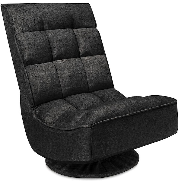 Black Adjustable Folding Floor Comfortable Lazy Sofa Chair for