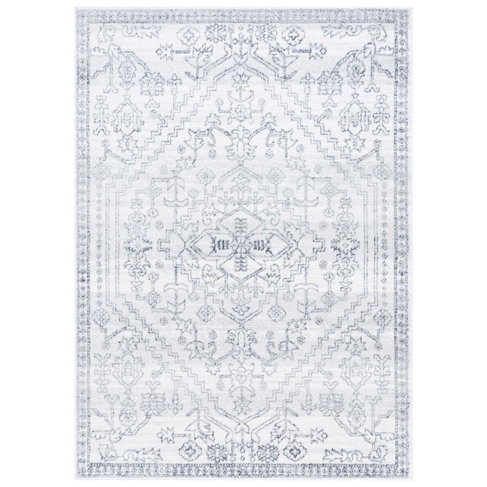 SAFAVIEH Layla 4 ft. x 6 ft. Ivory Gray/Charcoal Border Ornate ...