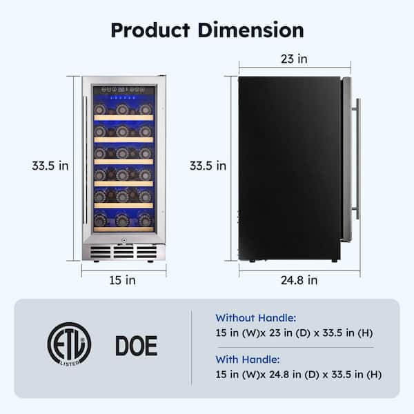 SIMZLIFE 15 in. Single Zone 28-Bottle Built-in/ Freestanding Wine