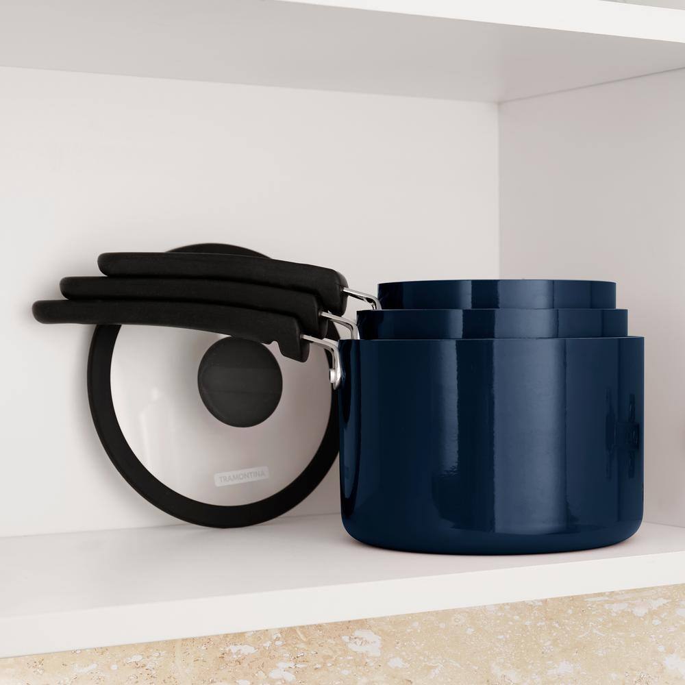 Navy Aluminum Non-Stick 6-Piece Nesting Sauce Pan Set