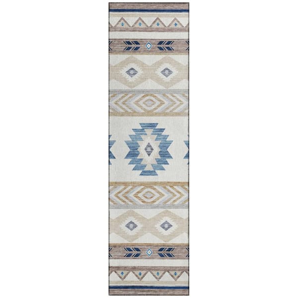Sonora Ivory 2 ft. 3 in. x 7 ft. 6 in. Geometric Indoor/Outdoor Area Rug