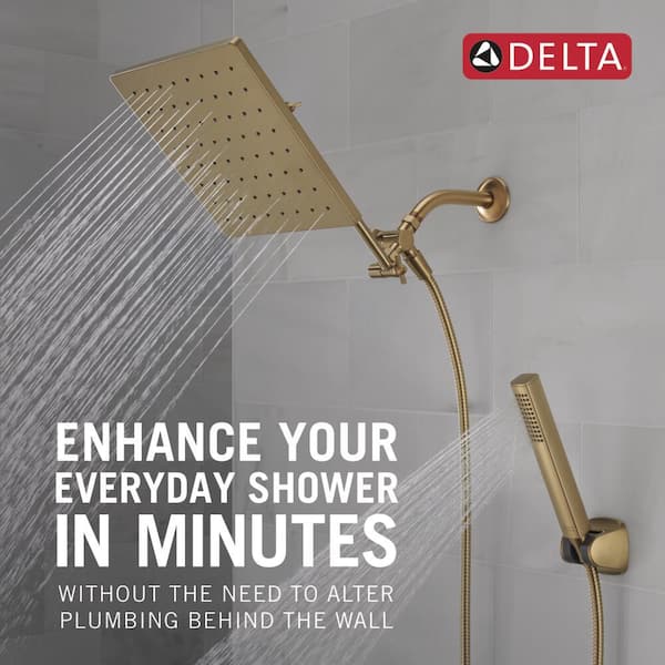 Raincan Gold 1-Spray Dual Wall Mount Fixed and Handheld Shower Head 1.75 GPM in Champagne Bronze
