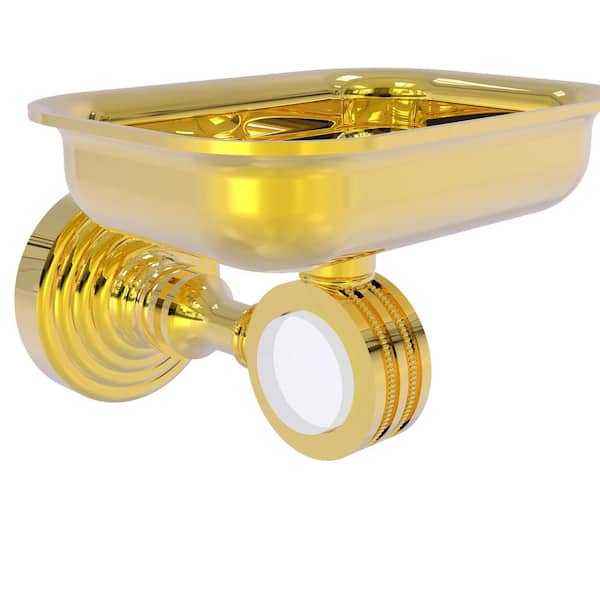 Allied Brass Pacific Grove Wall Mounted Soap Dish Holder with Dotted Accents in Polished Brass