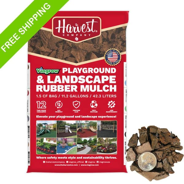 1.5 cu. ft. bag (11.2 gallons / 42.3 liters), Cypress Rubber Playground and Landscape Mulch