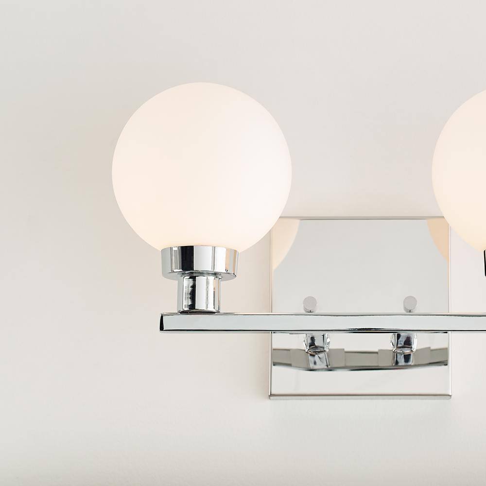 Clybourn Chrome 2-Light Vanity Fixture with Milk Glass Shade