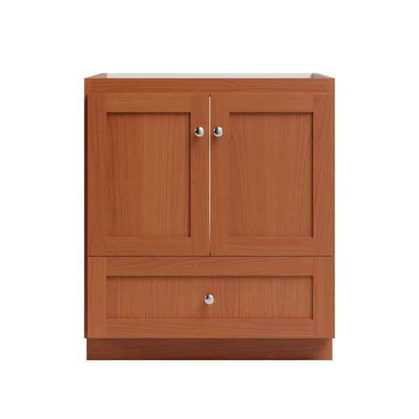 Shaker 30 in. W x 21 in. D x 34.5 in. H Bath Vanity Cabinet without Top in Medium Alder