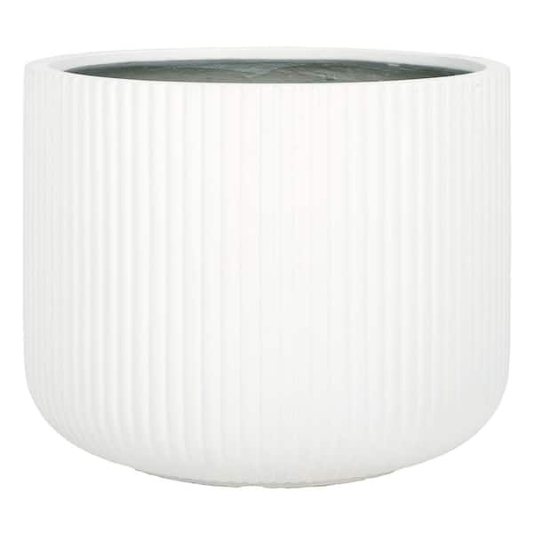 Lucca White Ficonstone/Cement Outdoor Planter (22.83 in. W x 18.11 in. H)