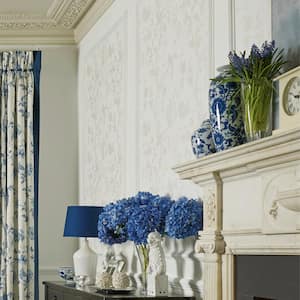 Oriental Garden Pearlescent White Unpasted Removable Wallpaper Sample