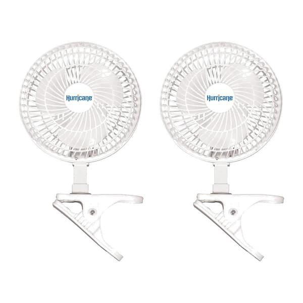 Hurricane 6 in. 2-Speed Clip Desk Fan in White with Adjustable Tilt (2-Pack)
