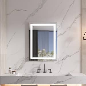 RUNA 24 in. W x 32 in. H Rectangular Frameless LED Light Wall Bathroom Vanity Mirror in Aluminum, Dimmable Makeup Mirror