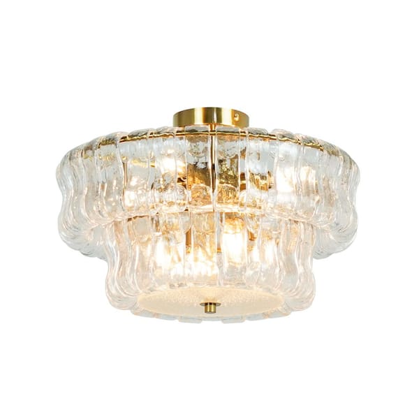 ハンス・H・ヤーン 「鉛の夜」 HUOKU Neuvy 20.9 in. W 3-Light Brush Gold Semi-Flush Mount