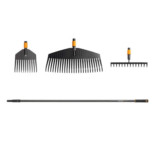 4-Piece Quikfit Leaf, Garden and Shrub Rake Attachments Garden Tool Set