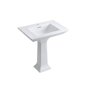 Memoirs Stately Ceramic Pedestal Combo Bathroom Sink in White with Overflow Drain