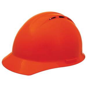 Vent 4 Point Nylon Suspension Mega Ratchet Cap Hard Hat in Hi Viz Orange