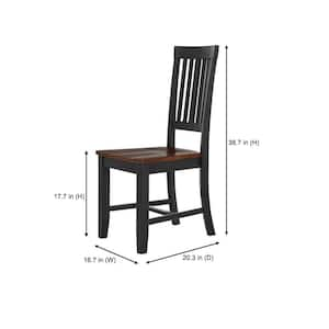 Scottsbury Charcoal Black Wood Dining Chair with Slat Back and Walnut Brown Seat (Set of 2)