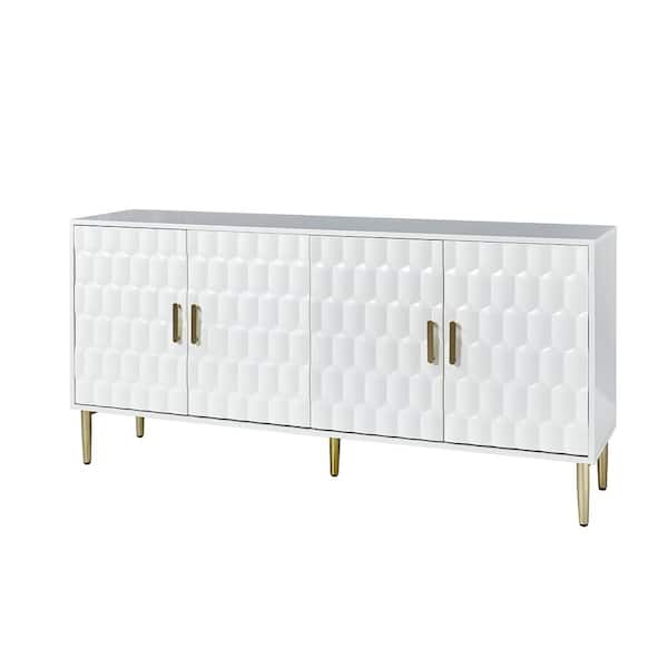 JAYDEN CREATION Danilo 63 in. Wide Modern White Sideboard with Adjustable Shelves