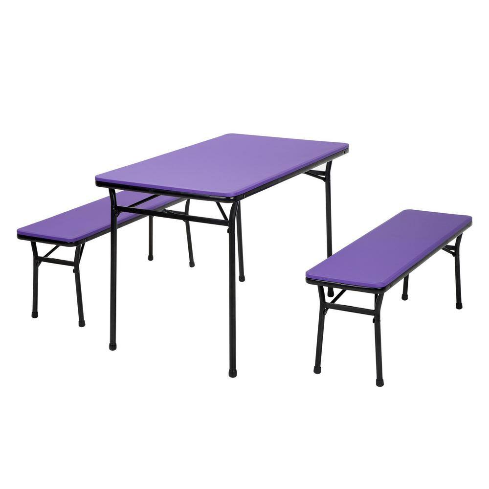 Cosco 3Piece Purple Portable Outdoor Safe Folding Table Bench Set 37331PNB1E The Home Depot