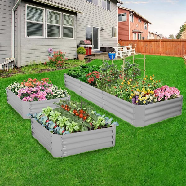 Best Choice Products 8x4x2ft Outdoor Metal Raised Garden Bed, Planter Box for Vegetables, Flowers, Herbs - Gray
