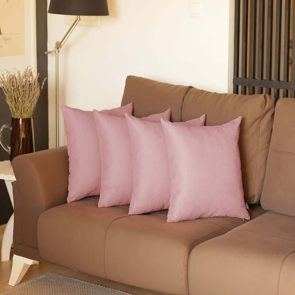 Light Pink Polyester Euro Square Pillow Covers Set of 4