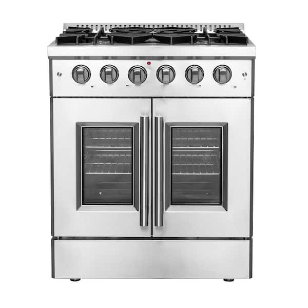 Forno Alta Qualita 30" Pro Style French Door Gas Range with 5 Defendi Italian Buner in. Stainless Steel
