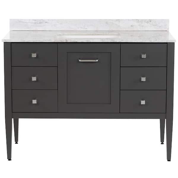 MOEN Hensley 49 in. Single Sink Shale Gray Bath Vanity with Winter Mist Cultured Marble Top (Assembled)