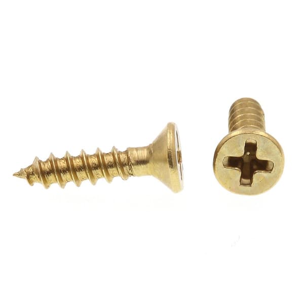 #10 x 1 Inch Brass Flat Head Slotted Wood Screws - 25 Pack in Polished  Chrome