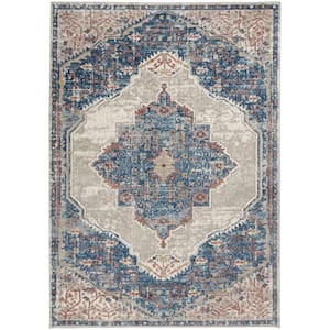 Concerto Blue/Grey 4 ft. x 6 ft. Border Traditional Area Rug