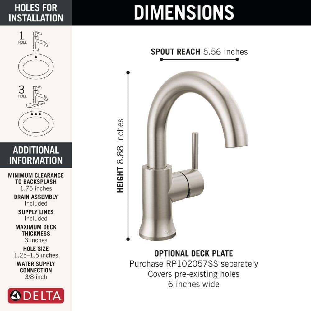 Stainless Steel Single Handle Modern Bathroom Faucet