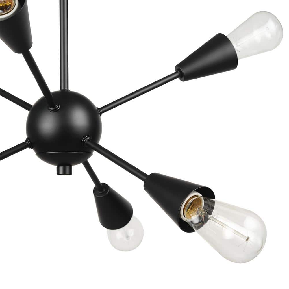 Emmanuelle Matte Black 6-Light Semi-Flush Mount Ceiling Light