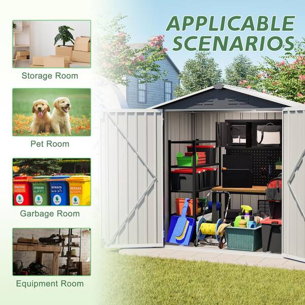 VAMOP 6 ft. W x 4 ft. D Metal Shed with Lockable Door, Outdoor