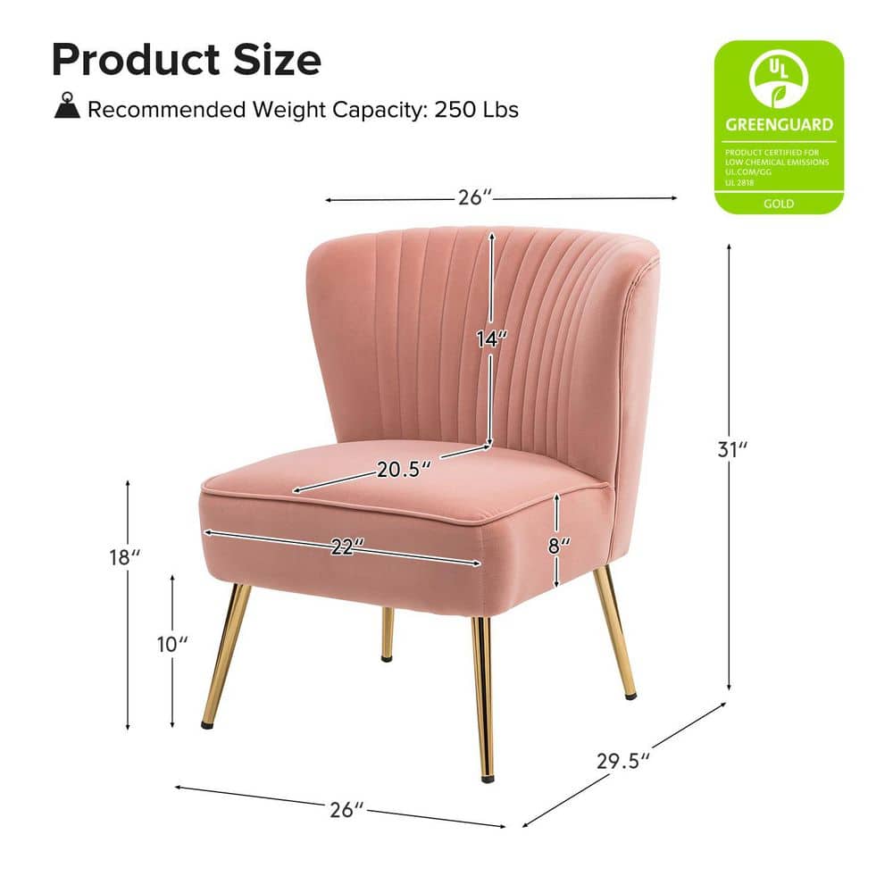 Pink Velvet Barrel Accent Chairs with Gold Legs, Set of 2