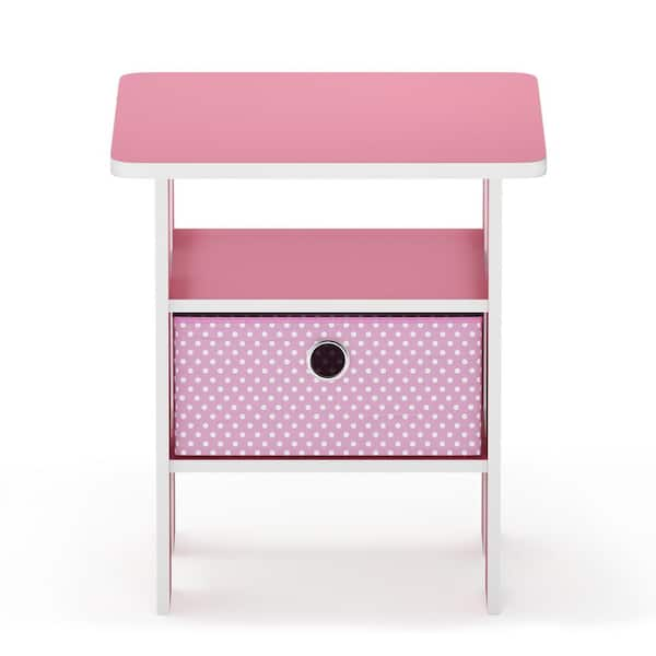 Furinno Multipurpose Pink Bin Drawer End Table