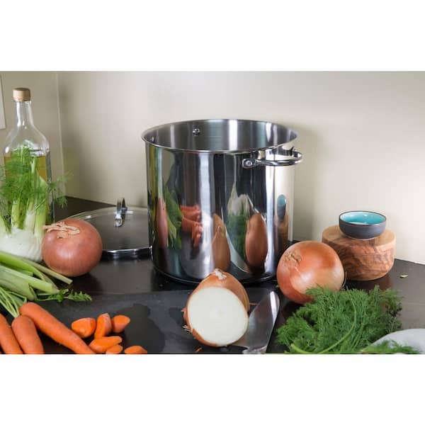Mainstays Stainless Steel 16-Quart Stock Pot with Glass Lid
