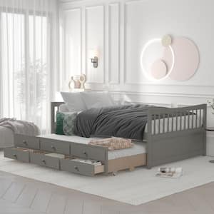 Gray Full Size Daybed with Twin Size Trundle and Drawers