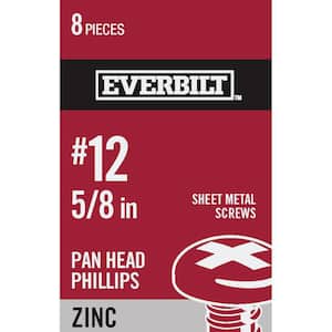 #12 x 5/8 in. Phillips Pan Head Zinc Plated Sheet Metal Screw (8-Pack)