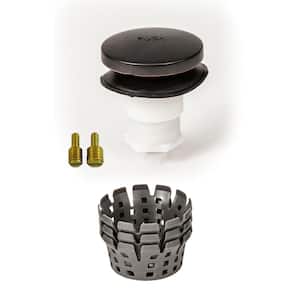 Fits 3/8 in. and 5/16 in. TubSTRAIN Universal Toe Touch Hair Catcher Bathtub Drain Stopper in Oil Rubbed Bronze